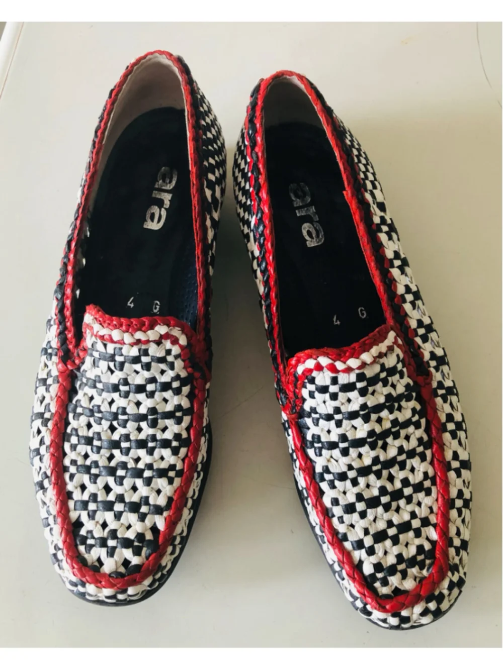 ARA Luftpolster Slip On Loafers Woven Leather US Size 6.5 Rare Vintage Artisanal